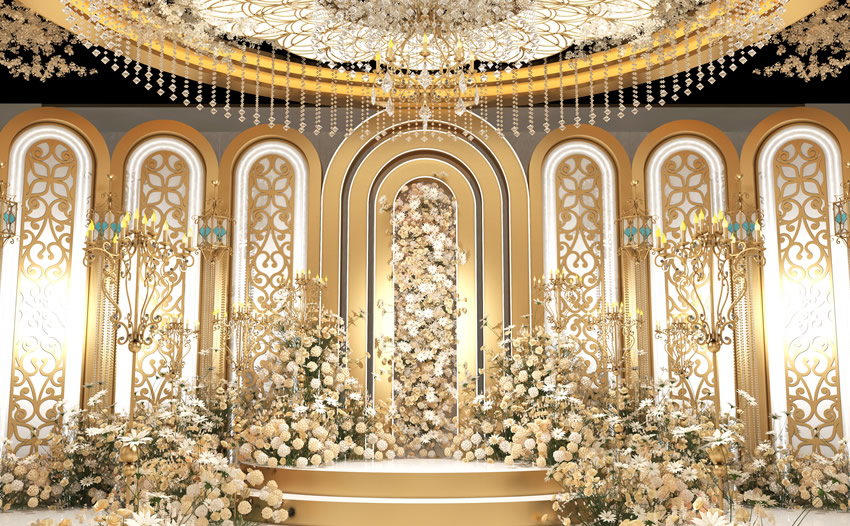 汶川香槟色调婚礼堂效果展示